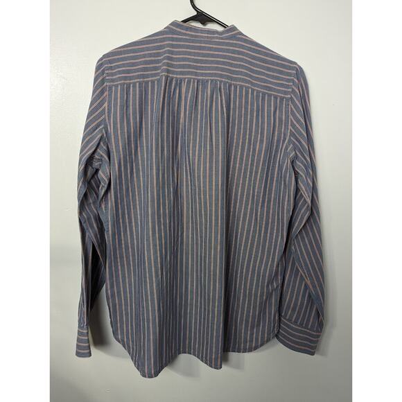 Lauren Ralph Lauren Size M Front Pleats 3/4 Button Up Band Collar Blue S… - Picture 7 of 9